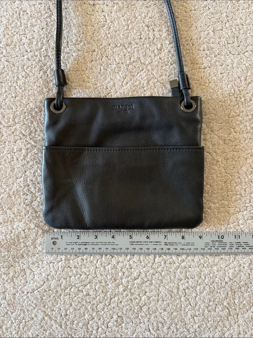 Margot by Anthropologie Black Leather Crossbody with Front Slip Pocket